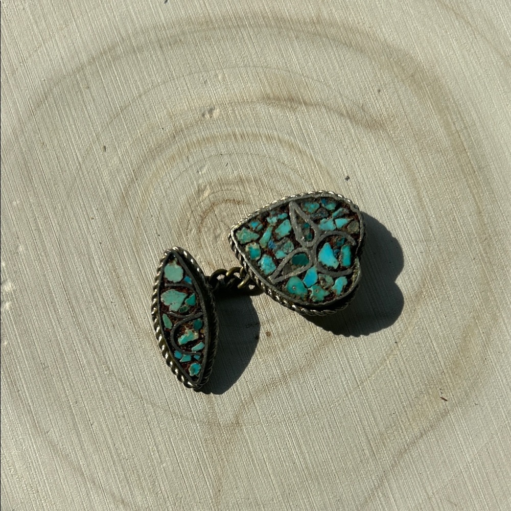 Turquoise Heart Mosaic tie pin